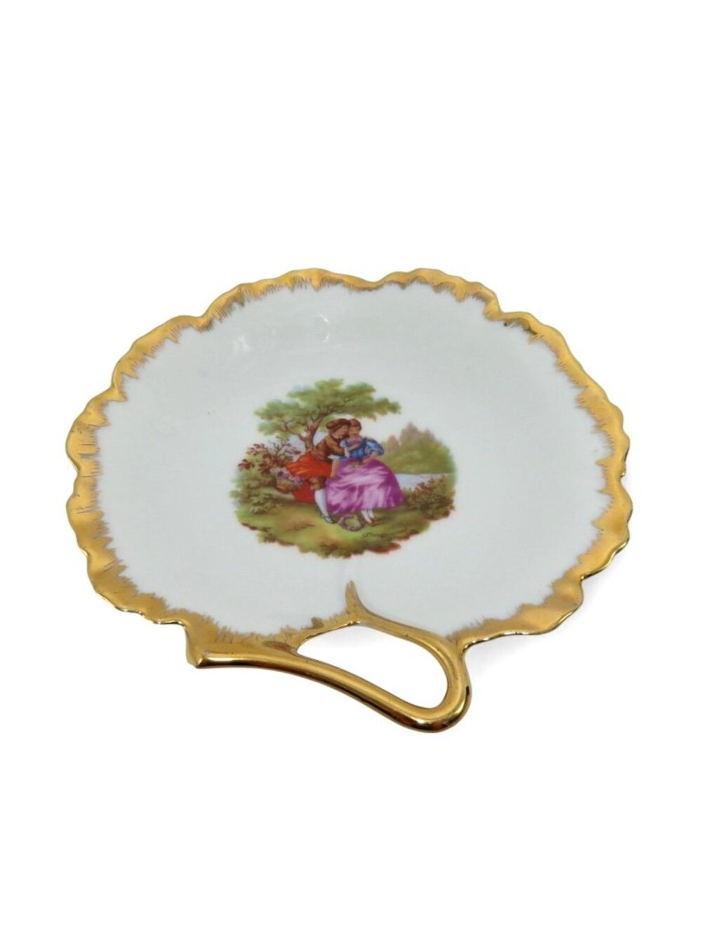 Vintage Limoges Courting Couple Heart Shaped Candy Dish France 5.7"